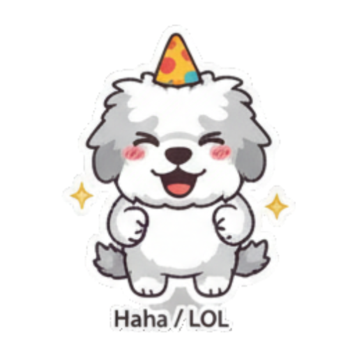 快乐小狗哈哈大笑 Cute Fluffy Dog Stickers sticker for expressive chats and social replies.