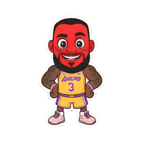 Angry red face, fierce expression Chibi LeBron James Stickers sticker for expressive chats and social replies.