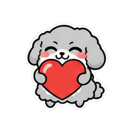 小狗抱爱心表达爱意 Fluffy Doggy Daily Moods sticker for expressive chats and social replies.