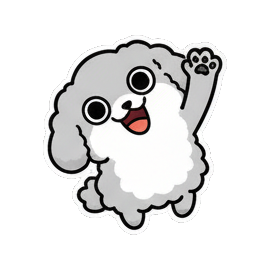 小狗开心挥手打招呼 Fluffy Doggy Daily Moods sticker for expressive chats and social replies.