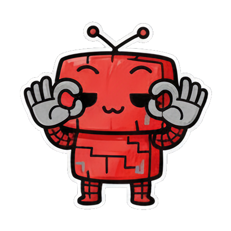 机器人比OK手势表示同意 Red Robot Emoticons sticker for expressive chats and social replies.