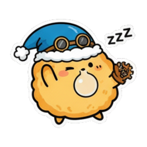 Thinking about food with a fork. Steampunk Fluffball Adventures sticker for expressive chats and social replies.