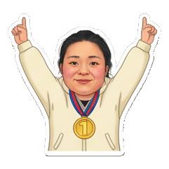 戴奖牌，庆祝 Real Human Emotion Stickers sticker for expressive chats and social replies.