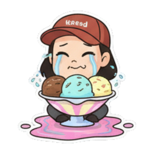 女孩哭泣冰淇淋融化 Chibi Ice Cream Girl sticker for expressive chats and social replies.