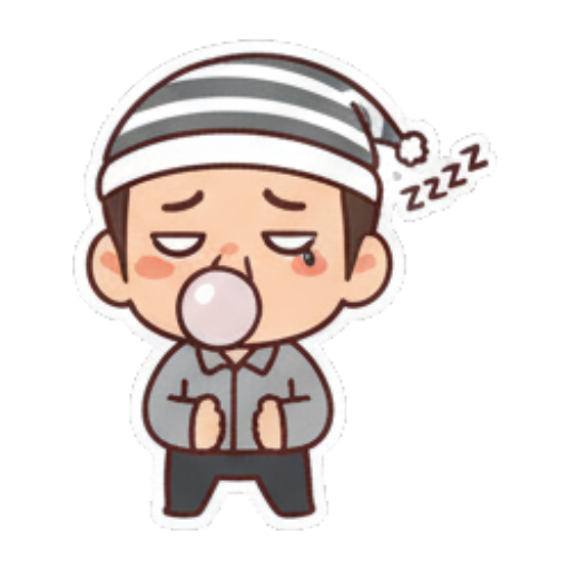 戴睡帽吹泡泡糖睡觉 Chibi Guy Daily Expressions sticker for expressive chats and social replies.
