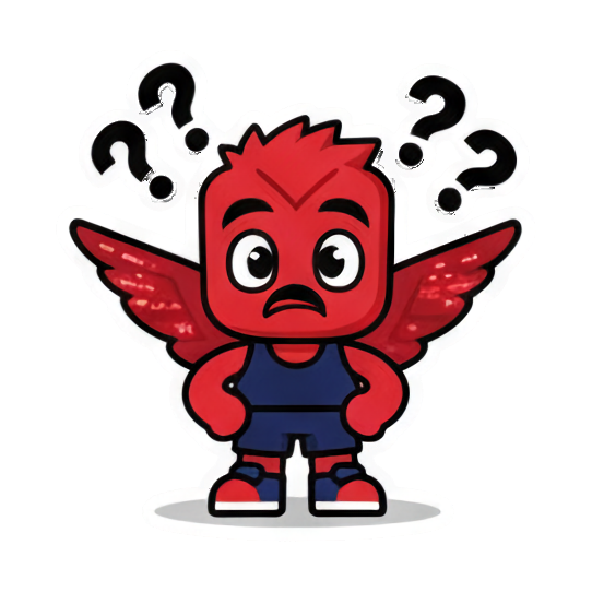 Confused chibi shrugging. Little Red Winged Chibi sticker for expressive chats and social replies.