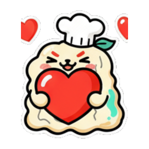 小厨师抱心表达爱意与惊讶 Chef Dumpling Express sticker for expressive chats and social replies.