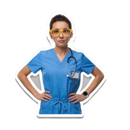 白边轮廓清晰可见。 Medical Pro Emotions sticker for expressive chats and social replies.
