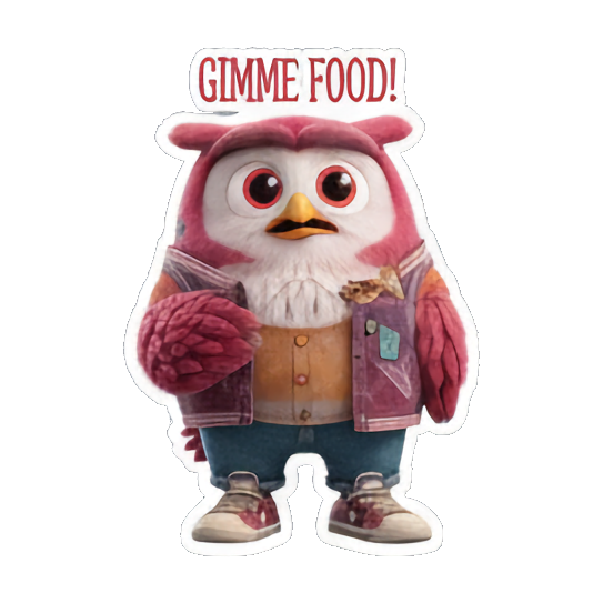 饿了要食物的猫头鹰 Christmas Owl Fun sticker for expressive chats and social replies.
