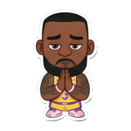 Laughing shyly, hands clasped Chibi Basketball Star sticker for expressive chats and social replies.