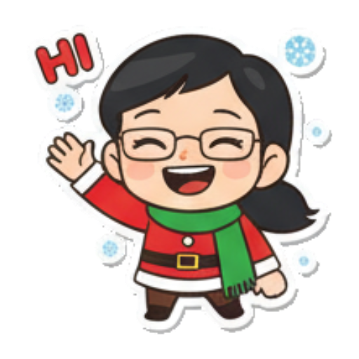 Chibi girl waving hello with a big smile. Chibi Santa Girl Stickers sticker for expressive chats and social replies.
