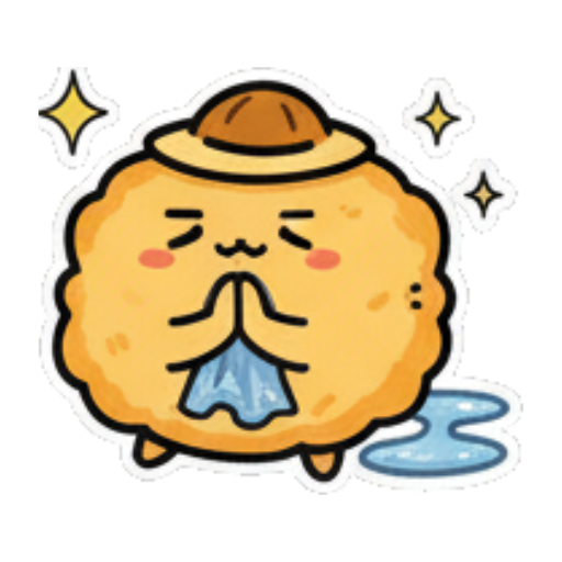 双手合十表示抱歉。 Cute Fluffy Creature Daily sticker for expressive chats and social replies.