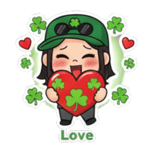 捧着爱心表达爱意 Green Clover Girl Expressive sticker for expressive chats and social replies.