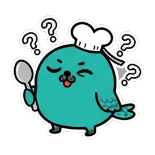 拿着餐具疑惑 Cute Chef Seal Stickers sticker for expressive chats and social replies.