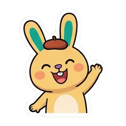 兔兔开心挥手打招呼 Chibi Bunny Daily Emotions sticker for expressive chats and social replies.