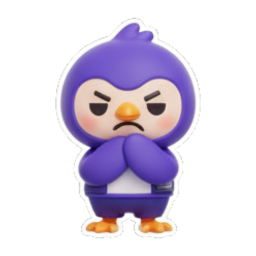 皱眉不悦的企鹅表情 Cute Purple Penguin Stickers sticker for expressive chats and social replies.