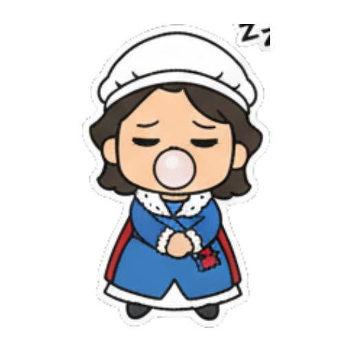 女王戴睡帽吹泡泡 萌系女王日常表情包 sticker for expressive chats and social replies.