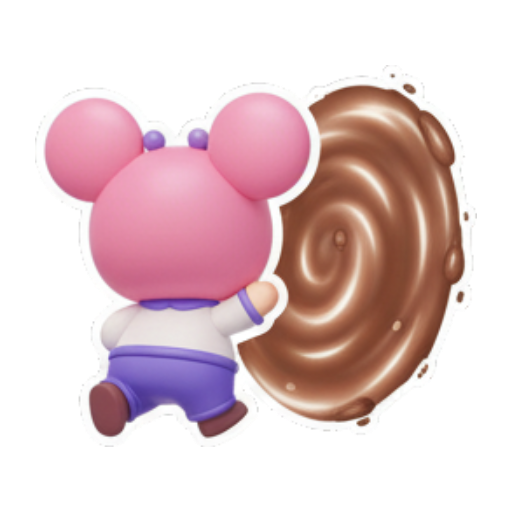 奔跑追逐巧克力. Cute Pink Mouse Daily sticker for expressive chats and social replies.