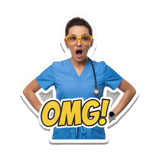 戴黄眼镜听诊器的角色。 Medical Pro Emotions sticker for expressive chats and social replies.