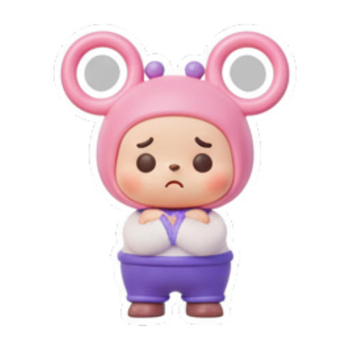 沮丧低头不语. Cute Pink Mouse Daily sticker for expressive chats and social replies.