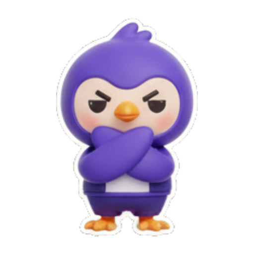 抱臂生气的可爱企鹅 Cute Purple Penguin Stickers sticker for expressive chats and social replies.