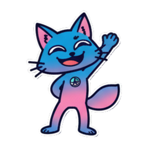 蓝色粉色猫咪挥手打招呼 Peace Cat's Daily Moods sticker for expressive chats and social replies.