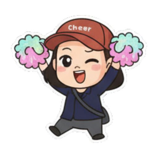 女孩举起啦啦队花球欢呼 Chibi Ice Cream Girl sticker for expressive chats and social replies.