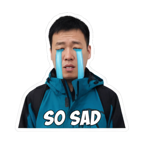 男人哭泣，泪流满面SO SAD Real Man Expressive Stickers sticker for expressive chats and social replies.