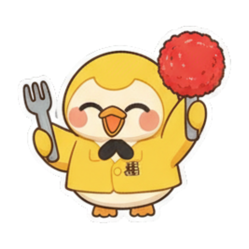 拿叉子吃东西小黄鸭 Chibi Lucky Chick Stickers sticker for expressive chats and social replies.