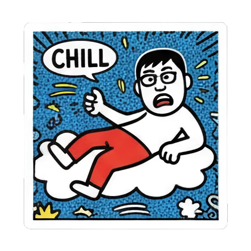 chilling boy with CHILL text Keith Haring Style Doodle Boy sticker for expressive chats and social replies.
