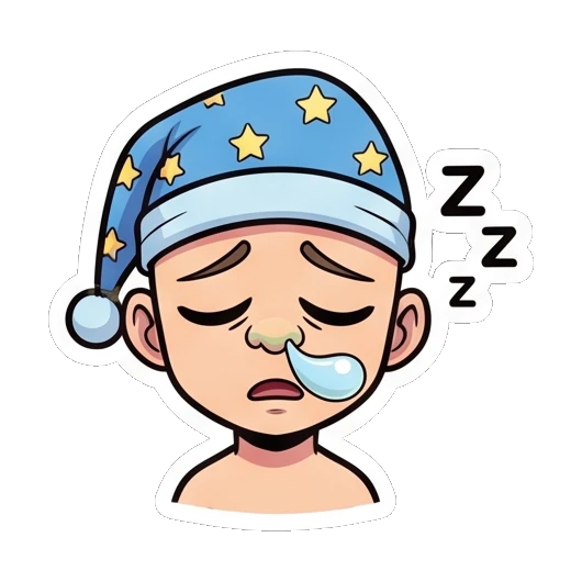 Bald boy sleeping with a nightcap Baldy Boy Daily Life sticker for expressive chats and social replies.