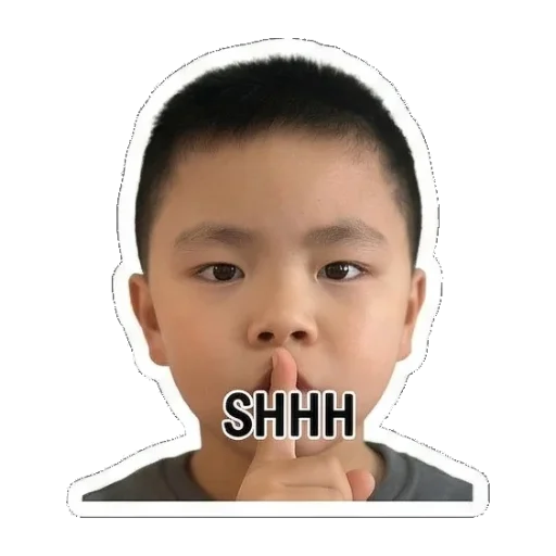 手指放唇边，示意SHHH Boy's Expressive Faces sticker for expressive chats and social replies.