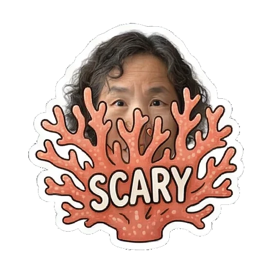 Mother scared by coral Cheerful Grandma Daily Life sticker for expressive chats and social replies.