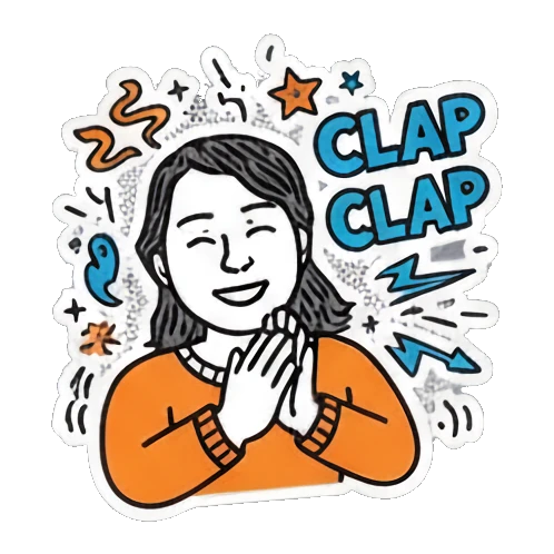 拍手鼓掌动作 Pop Art Girl Expressions sticker for expressive chats and social replies.