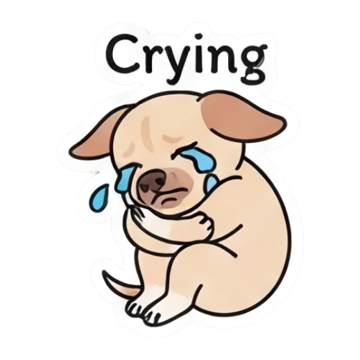 Chihuahua crying while hugging itself Chihuahua Moods sticker for expressive chats and social replies.