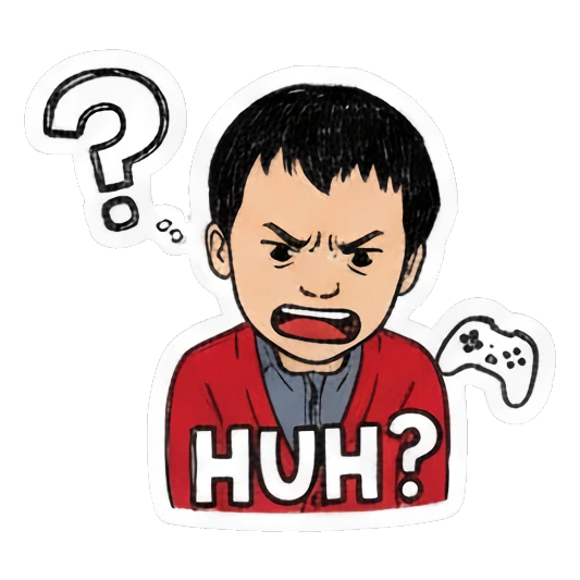 confused boy with question mark Red Sweater Boy Daily Life sticker for expressive chats and social replies.