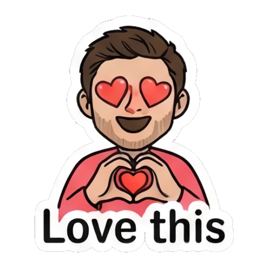 Man forming a heart shape with his hands over his chest Everyday Guy Expressions sticker for expressive chats and social replies.