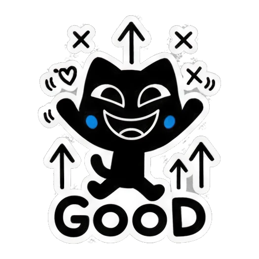 黑猫表示走开 Keith Haring Style Black Cat sticker for expressive chats and social replies.