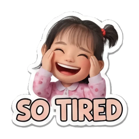 小女孩疲惫揉眼 Little Girl Daily Vibes sticker for expressive chats and social replies.