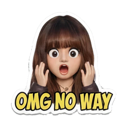 Girl with hands on cheeks, shocked expression, text 'OMG NO WAY' Modern Girl Daily Vibes sticker for expressive chats and social replies.
