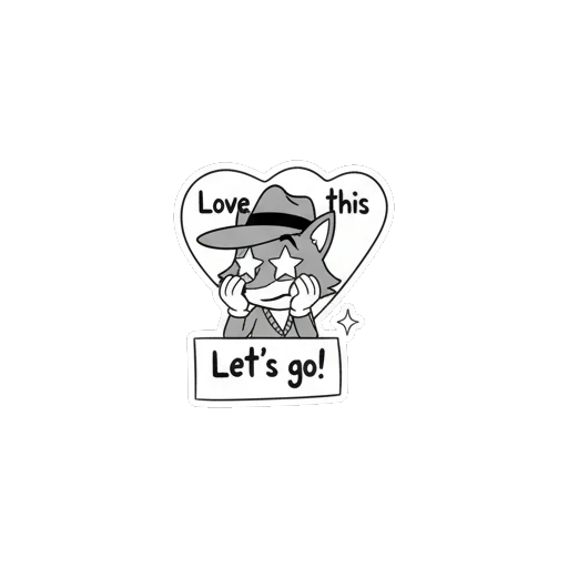 Detective fox with star-shaped eyes saying Love this and Let's go! Vintage Detective Fox sticker for expressive chats and social replies.