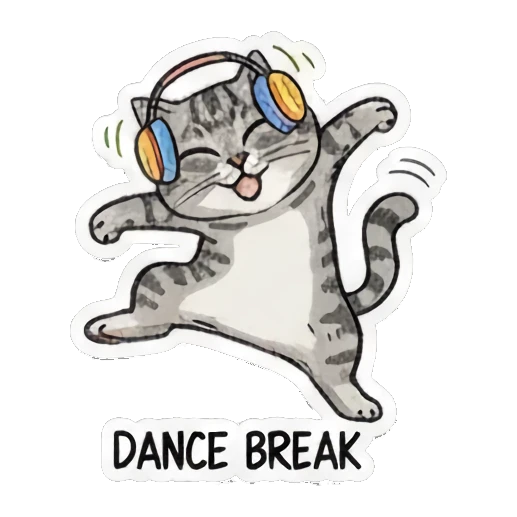 cat with headphones dancing Dancing Tabby Vibes sticker for expressive chats and social replies.
