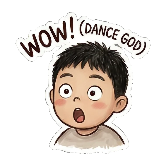 Surprised facial expression Little Dancer Boy sticker for expressive chats and social replies.
