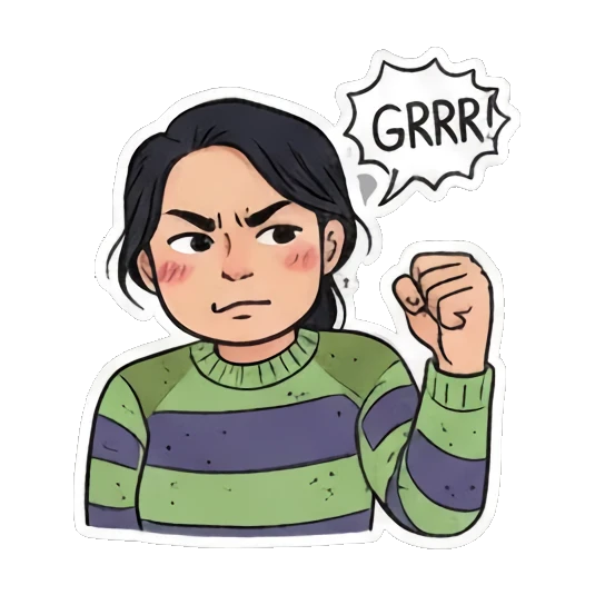 生气GRRR握拳 Doodle Girl's Moods sticker for expressive chats and social replies.