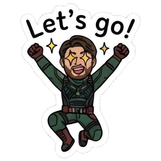 Soldier boy jumping with excitement saying Let's go Soldier Boy Daily Vibes sticker for expressive chats and social replies.