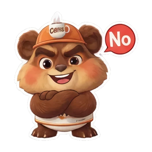 酷菲斯熊叉手表示拒绝 Coiffes Bear Graduation Stickers sticker for expressive chats and social replies.