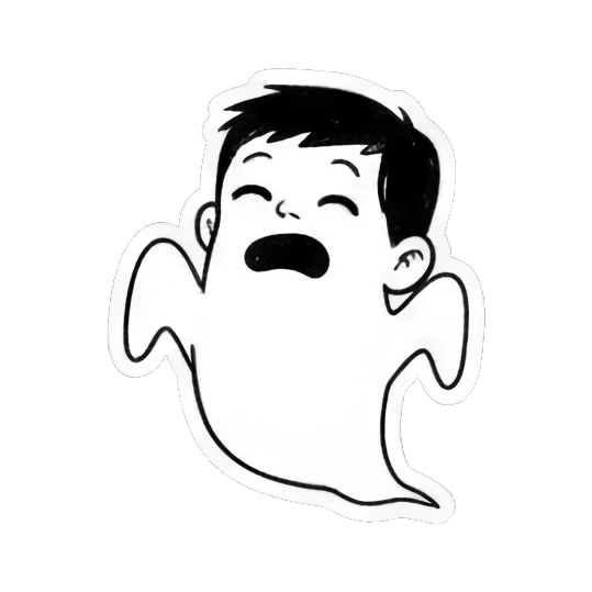 boy dressed as ghost Quirky Boy Daily Life sticker for expressive chats and social replies.