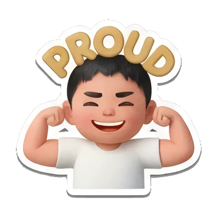 自豪秀肌肉 Little Buddy's Big Feelings sticker for expressive chats and social replies.