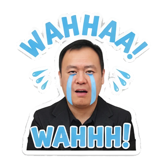 Professional man crying with blue tears and WAHHH text Professional Office Man Daily sticker for expressive chats and social replies.