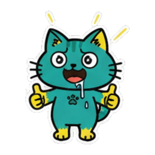 竖起大拇指的猫 Cute Teal Cat Stickers sticker for expressive chats and social replies.